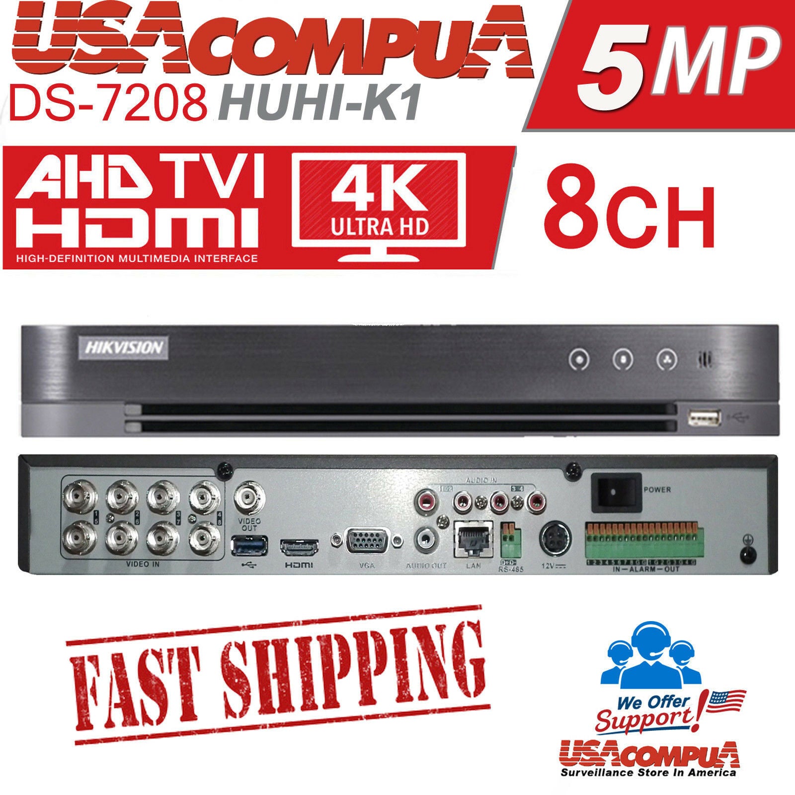 HIKVISION 5MP CCTV SYSTEM 4K-UHD DVR 8CH EXIR 20M NIGHT VISION CAMERA KIT 3TB