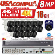 Hikvision 4K 8Megapixel Security System CCTV KIT 16CH DVR 8MP Mini Bullet W/HDD