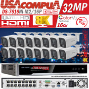 Hikvision 8K 32MP NVR 16CH ip Security Camera System DS-2CD2047G2-L 4MP Lot