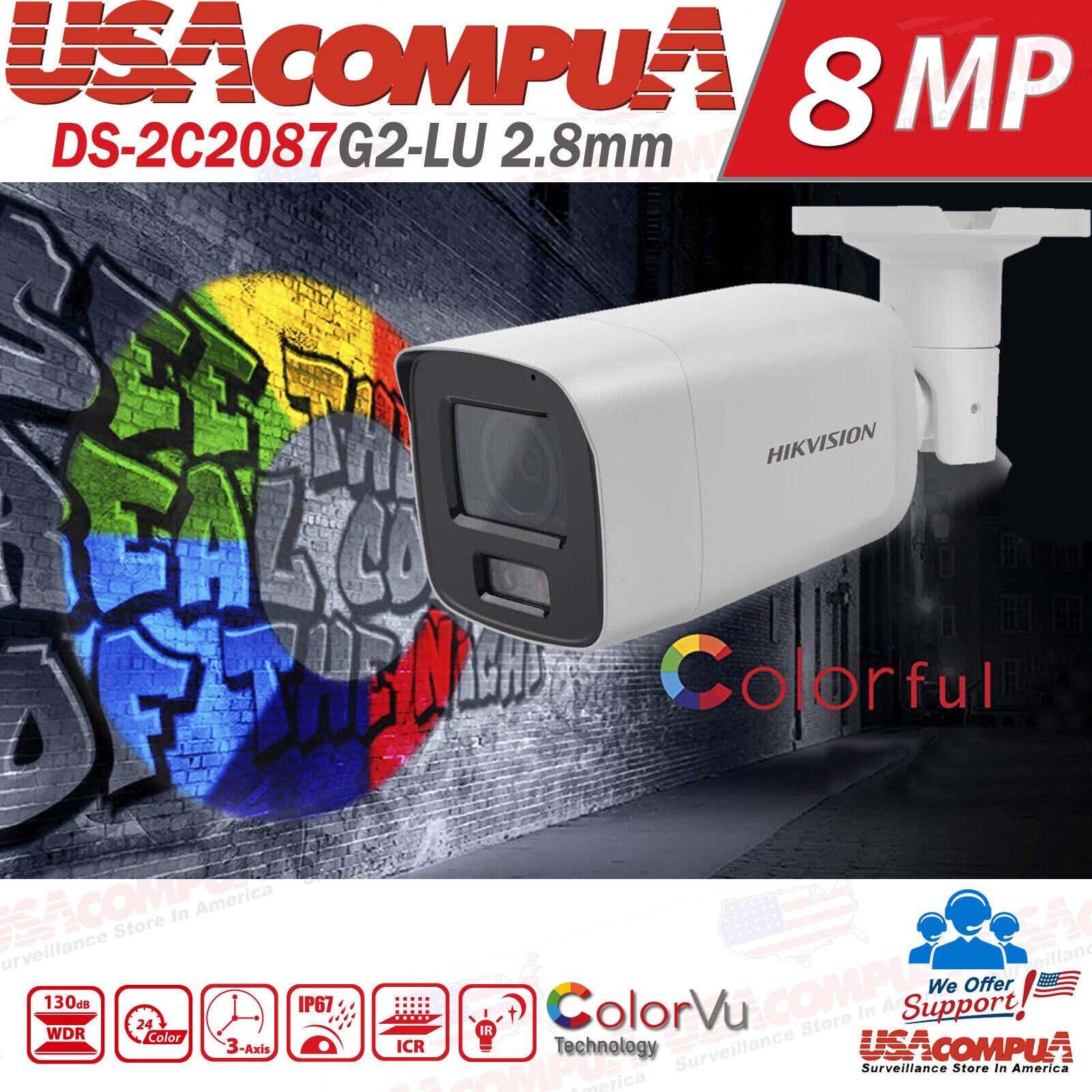 Hikvision 8K 32MP NVR 16CH ip Security Camera System DS-2CD2047G2-L 4MP Lot