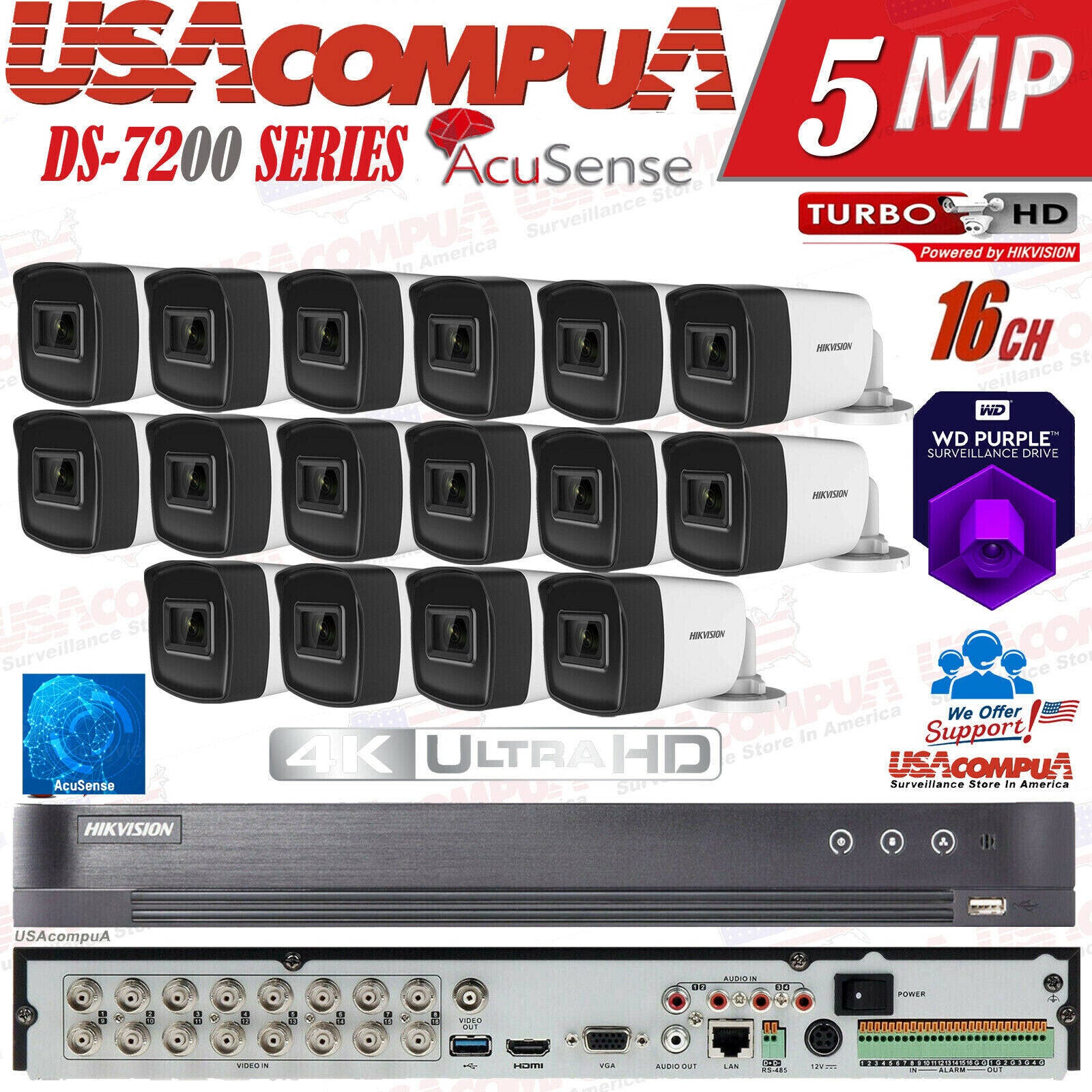 HIKVISION 5MP SECURITY SYSTEM 4K CCTV 16CH HD BULLET CAMERA HOME KIT